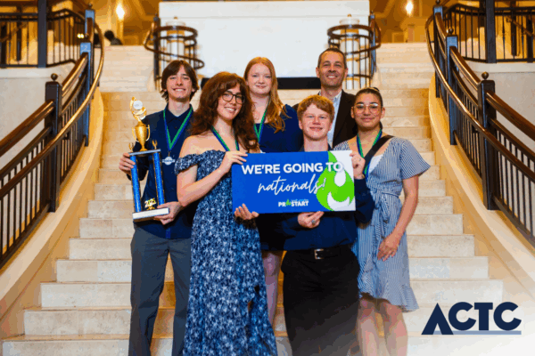 Anderson Career and Technology Center Anderson Career and Technology Center’s first-place winners from the Culinary Competition smiling and holding their trophy.