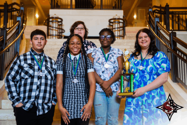 Bamberg-Ehrhardt High School Bamberg-Ehrhardt High School’s third-place winners from the Management Competition posing with their award.